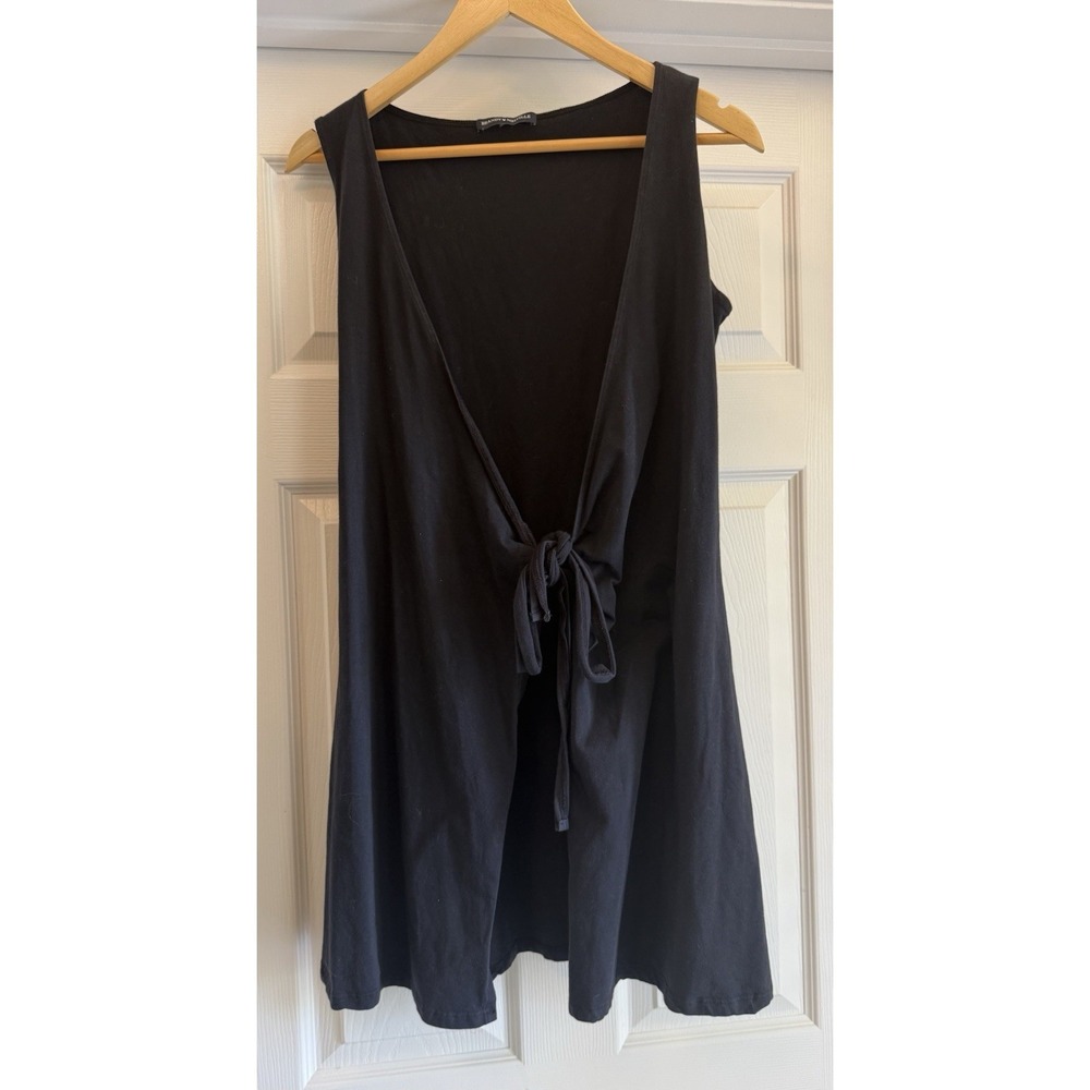 Brandy Melville Wrap Top Women One Size Black Tie Front Sleeveless Deep V-Neck